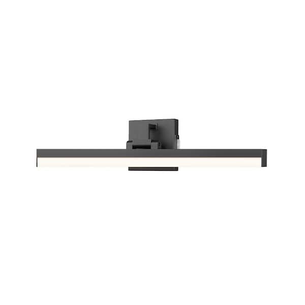 Unbranded Liam 25 in. 2-Light Matte Black Integrated LED Vanity Light with Frosted Plastic Shade