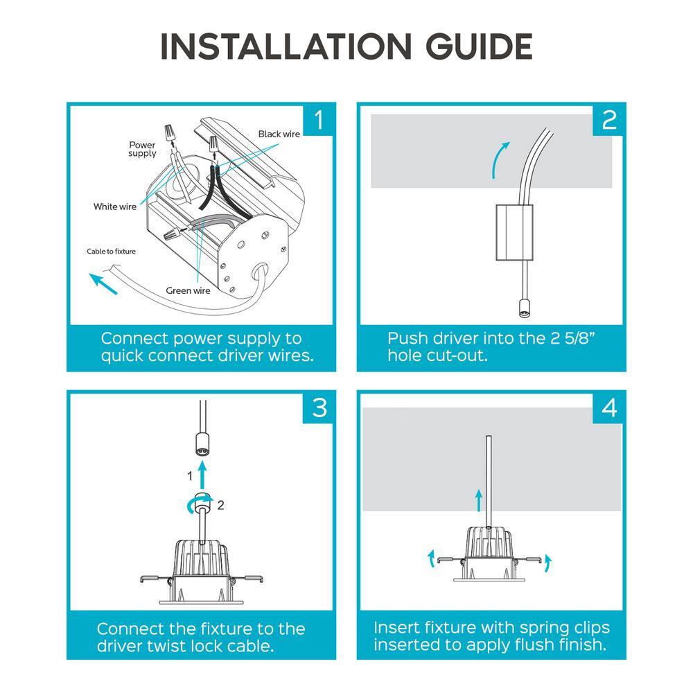 White Square Dimmable LED Recessed Lighting Kit