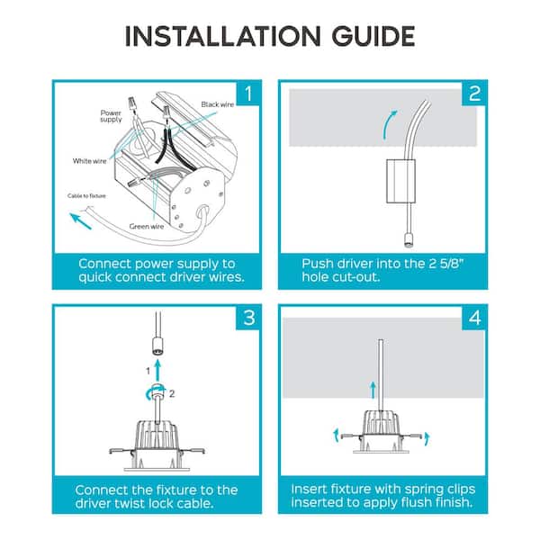 2 in. Canless Square with J-Box 600lm Bright White Remodel Integrated LED Recessed Light Kit Dimmable Damp Rated 4 Pack
