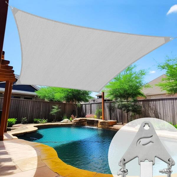 Cisvio 12 ft. x 16 ft. Light Gray Steel Wire Shade Sail-98% UV