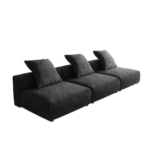 118 in. Square Arm Corduroy Velvet 4-Pieces Modular Free Combination Sectional Sofa in. Black