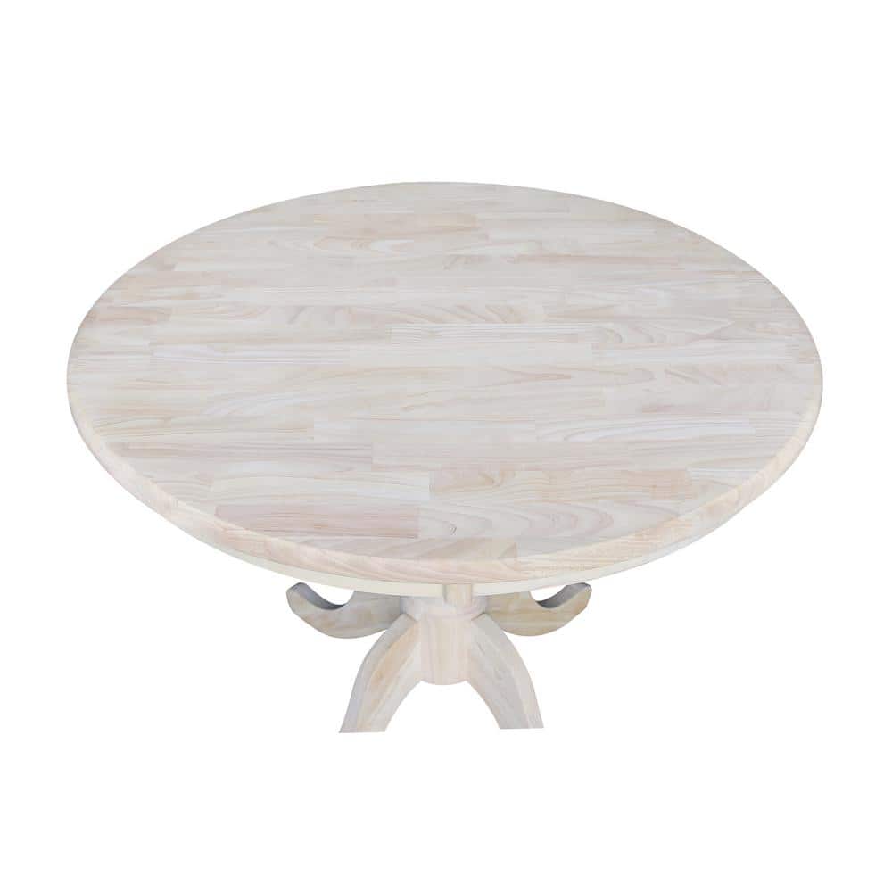 Farmhouse Style 36" Round Wood Pedestal Dining Table, Unfinished