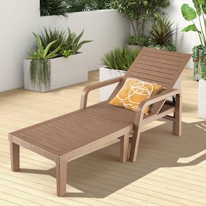 Natural Outdoor Recliner Chair PP Patio Adjustable Backrest Lounge Chair