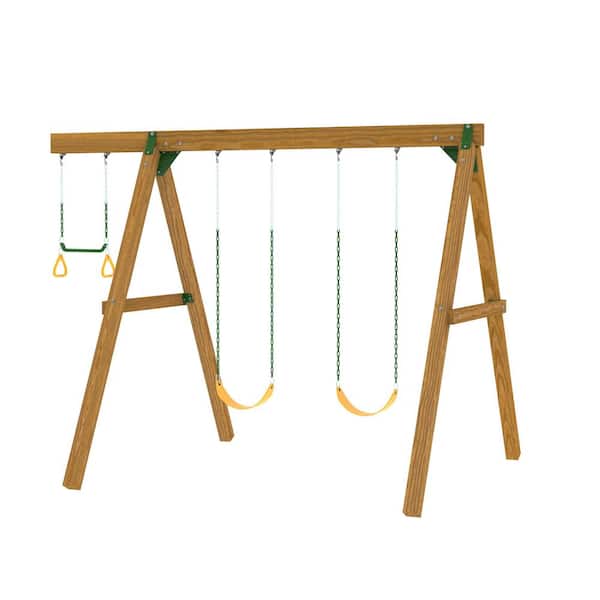 PlayStar Inc Horizon Plus Wooden Outdoor Playset with Swings Shown