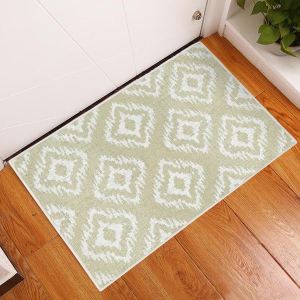 Tetra One Cotton Light Beige 2 ft. x 3 ft. Thin Non Slip Indoor Area Rug or Front Door Foyer Rug for Entryway