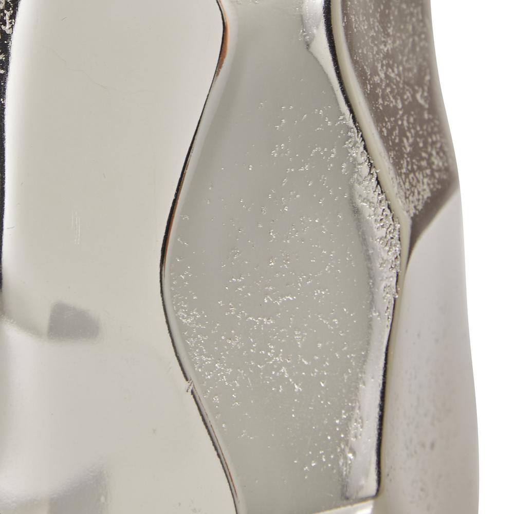 Medium Geometric Silver Aluminum Decorative Vase