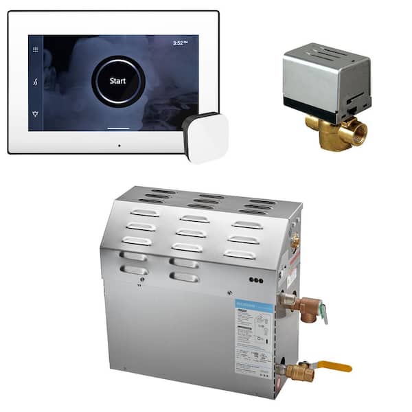 Mr. Steam MS (iSteamX) 6 kW (6000 W) Steam Shower Generator Package with iSteamX Control in White Matte Black