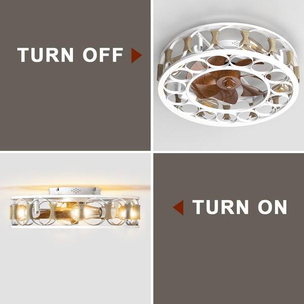 Jushua 19.7 in. White Caged Downrod Mount Standard Ceiling Fan