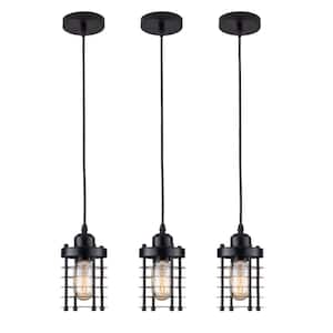 1-Light Unique Industrial Mini Metal Hanging Lamp Farmhouse Pendent Light (3-Pack)