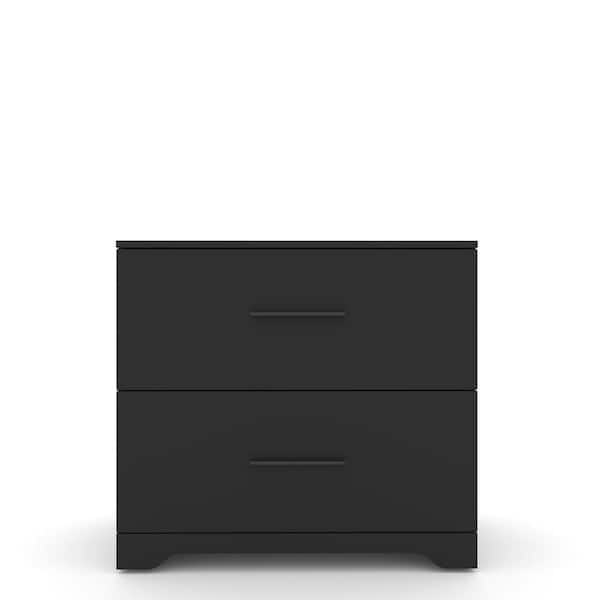 Black 2 Drawer Wood Lateral File Cabinet with Anti-tilt Mechanism ...