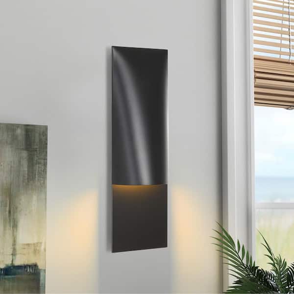 PUYRNF 5.9 in. 1-Light Dimmable LED Black Wall Sconce, Bulb Included, for Bedroom, Dining Room, Entryway, Hallway, Library