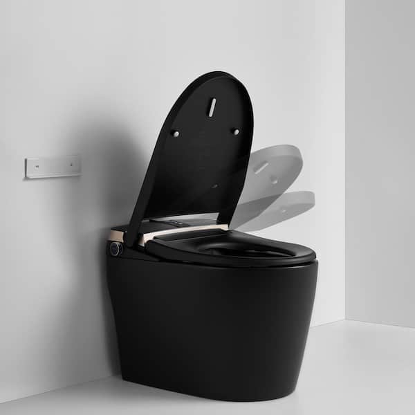 Staykiwi Elongated Bidet Toilet 1.28 GPF in White with Adjustable Sprayer Settings, Deodorizing, Soft Close