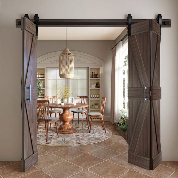 K Style 60in.x 84in.(15"x84"x4Panels)Expresso Finished Solid Core Wood Bi-fold Door with Hardware Kit-Assembly Required