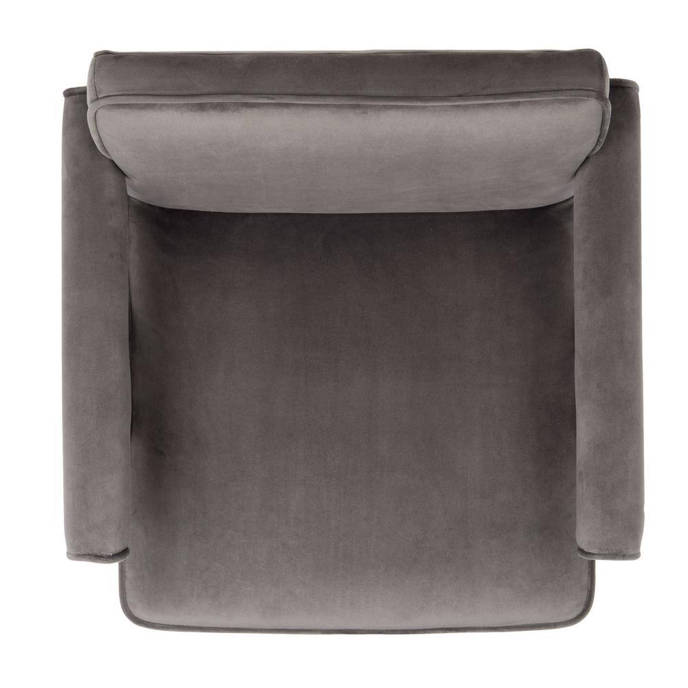 Dark Grey Velvet and Walnut Mid-Century Accent Chair