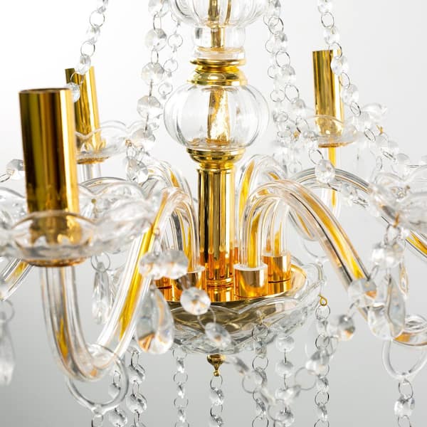 chandelierデスク Emeritpro 6-Light Gold Chandelier with Crystal Shade, E12 Base for