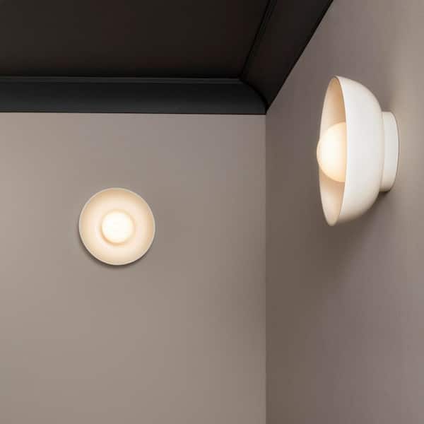 Ambiance Collection 10 in. 1-Light Matte White Ceramic Wall Sconce