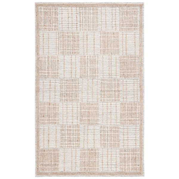 SAFAVIEH Abstract Sage/Taupe 9 ft. x 12 ft. Checkered Unitone Area Rug