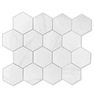 DIP Light Marble Hex 12 in. x 12 in. Peel and Stick PVC Aluminum Tile Backsplash (10 sq. ft/10 Pack)