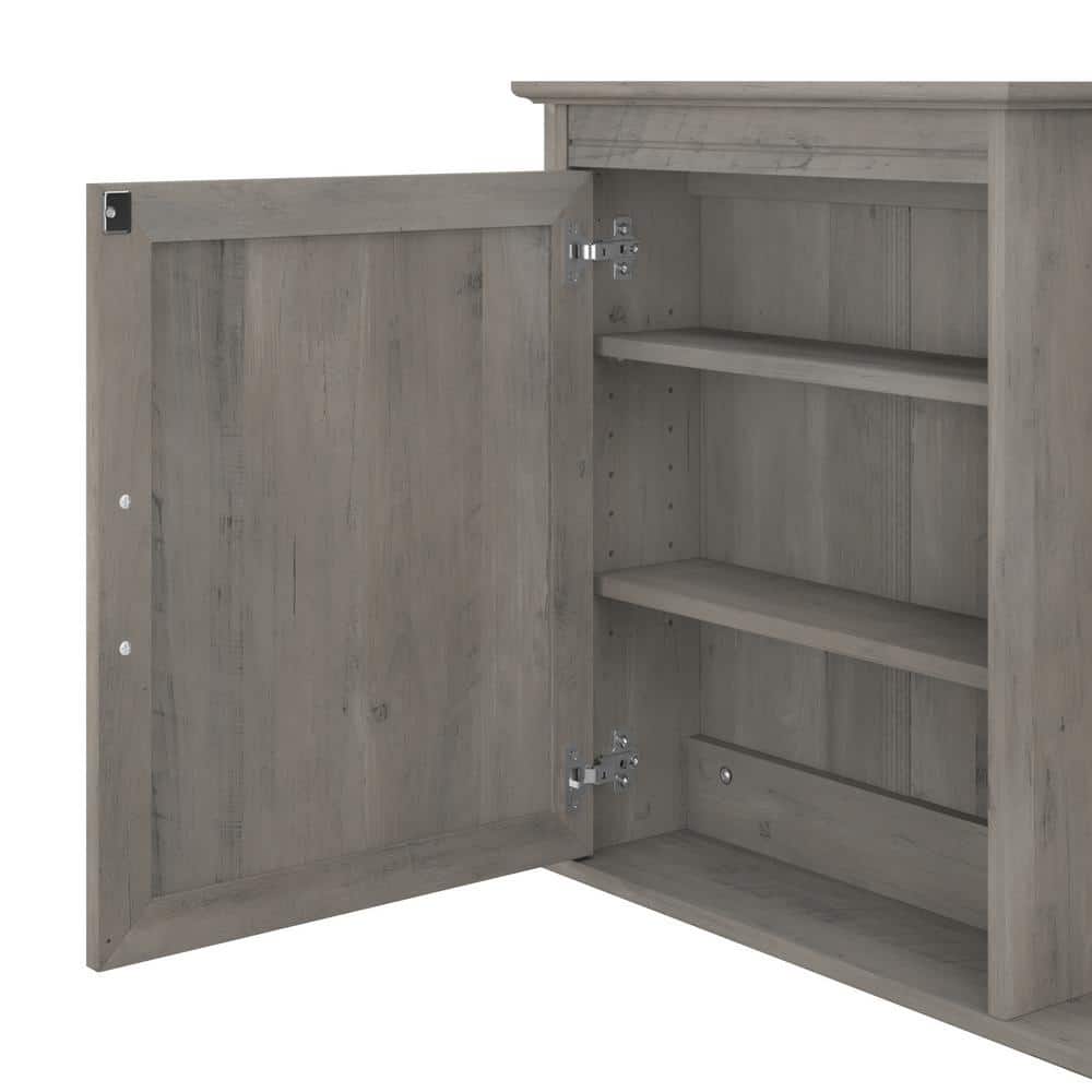 Driftwood Gray Laminated Wood Bathroom Medicine Cabinet with Mirror
