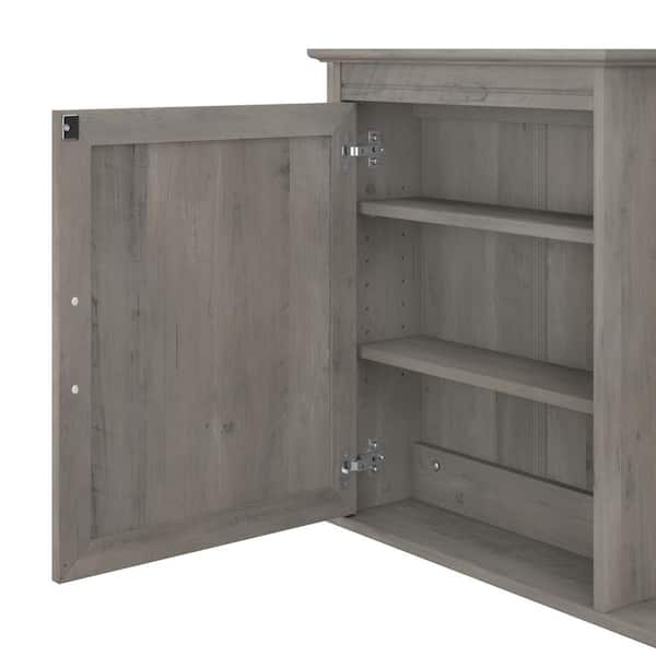 Bush Furniture Key West 31.89 in. W x 25 in. H Rectangular Particle Board Medicine Cabinet with Mirror in Driftwood Gray