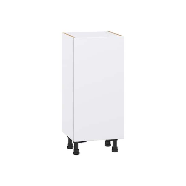 J COLLECTION Timberline 15 in. W x 14 in. D x 34.5 in. H Assembled Slab Full Height Door Base Kitchen Cabinet in Bright White