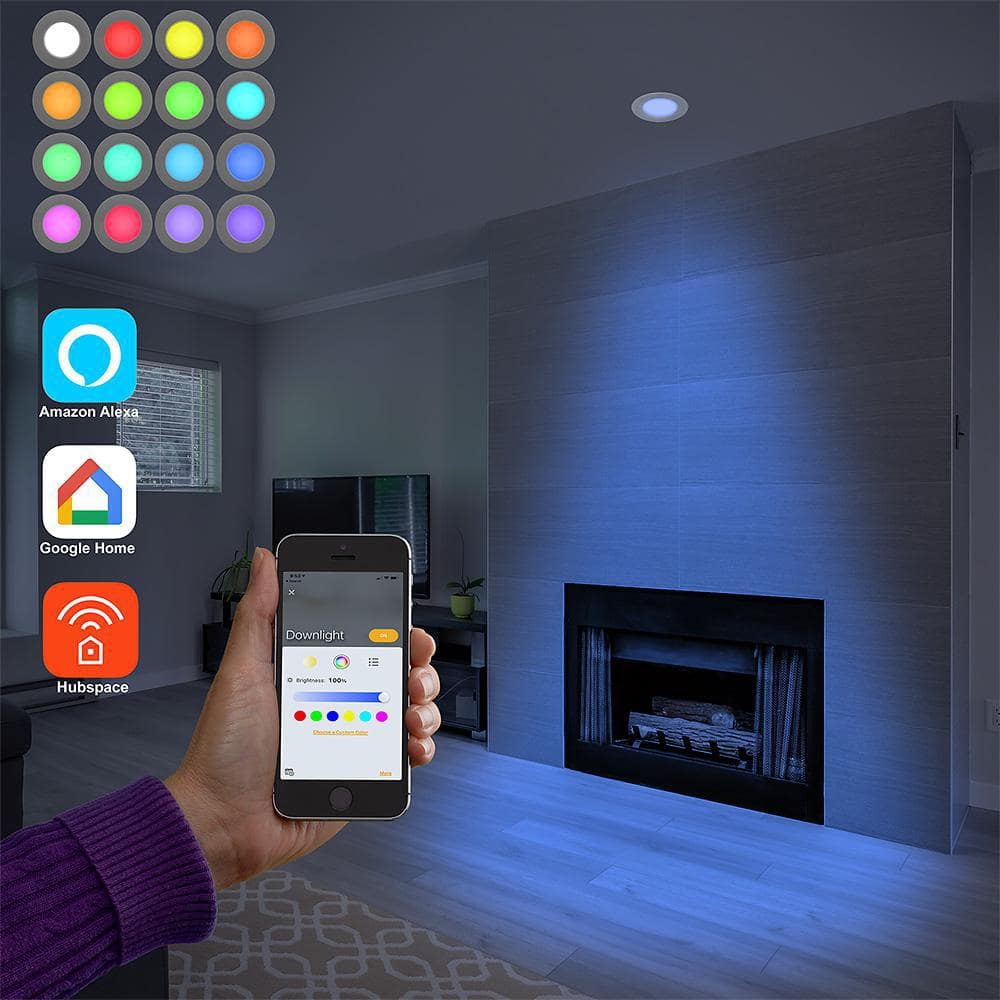 White Smart LED Recessed Light Trim with Voice Control