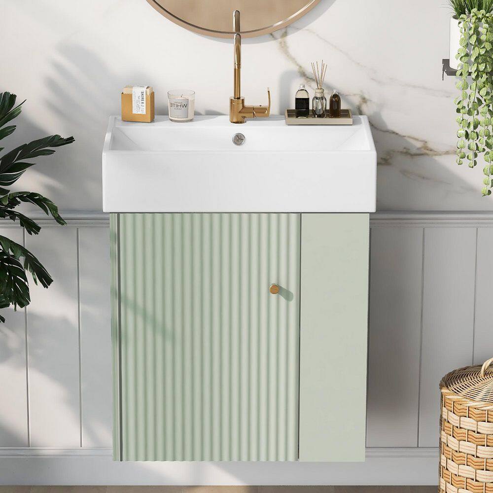 21.6in.W x 12.2in.D x 26.4 in. H Right Side Storage Single Sink Floating Gr