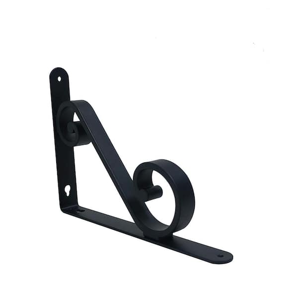 6. 5in x 9in Matte Black Steel Bold Scroll Decorative Shelf Bracket