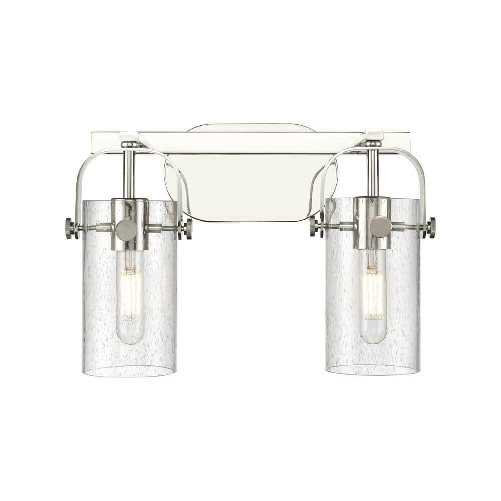 Pilaster II Cylinder 14.88 in. 2-Light Polished Nickel Vanity Light with Glass Shade price history on PriceWatchPro
