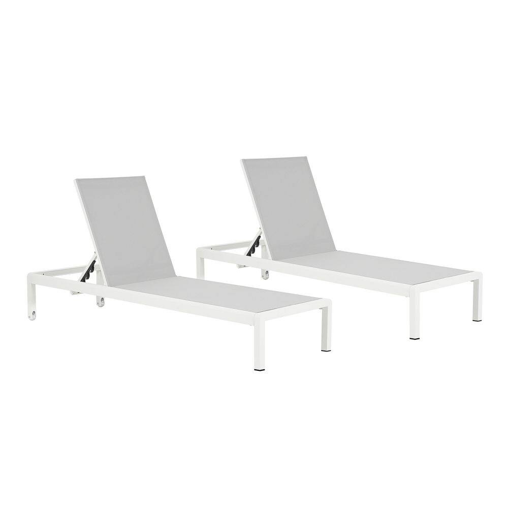 2-Piece Gray and White Metal Adjustable Outdoor Chaise Lounge price history on PriceWatchPro