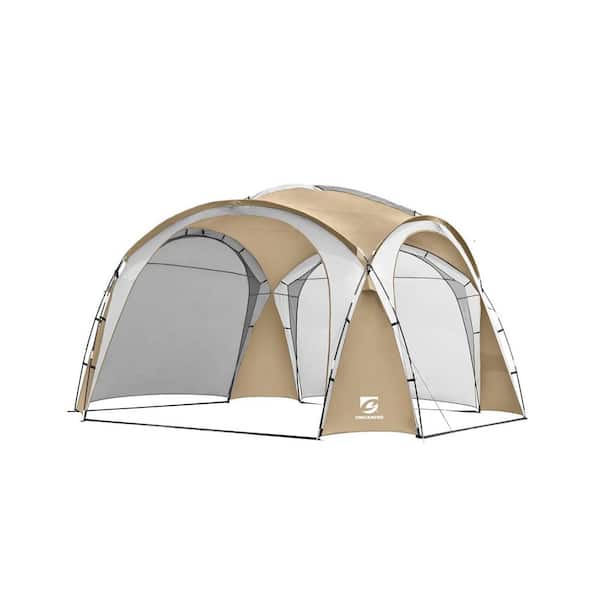 Unbranded Beach Tent Khaki 12 ft. x 12 ft. UPF50+ Pop Up Canopy for Camping Trips, Backyard Fun, Fishing, Parties or Picnics