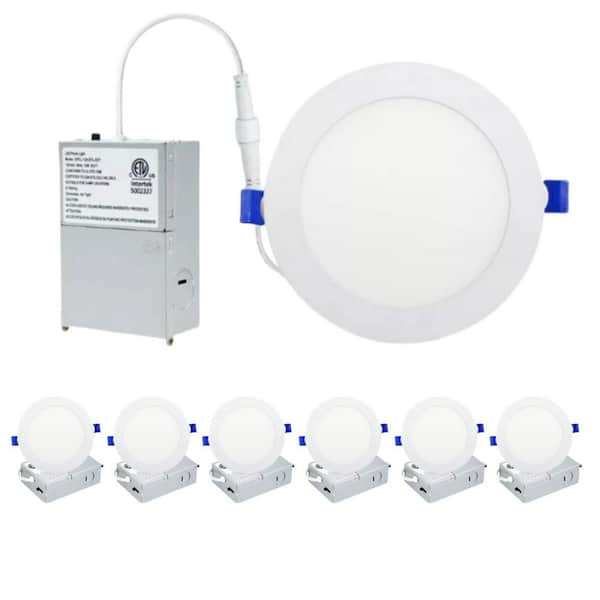 6 in. LED White Adjustable 5CCT (2700K to 5000K) Ultra Slim Canless Integrated LED Recessed Light Dimmable (6-Pieces)