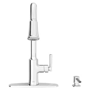 Raviv Single Handle Pull Down Sprayer Kitchen Faucet with Triple Spray and Lever Handles in Polished Chrome