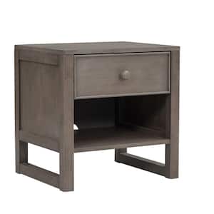 20 in. W x 17 in. D x 20.5 in. H Antique Gray Wood Linen Cabinet, End Table with Drawer and Open Shelf