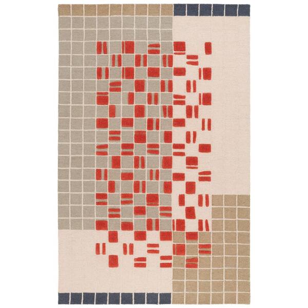 Genre 6 ft. x 9 ft. Gray/Red Abstract Geometric Area Rug