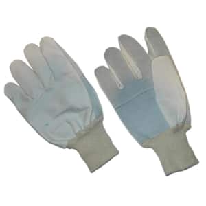 Men's Split Leather Palm Gloves with Canvas Fabric Back, Knit Wrist, 12 Pair Value Pack