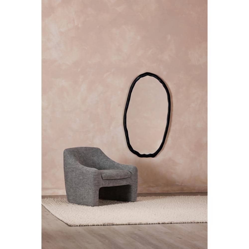 Black Oval Aluminum Wall Mount Accent Mirror