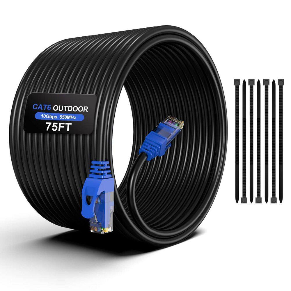 75 ft. Cat6 Outdoor Ethernet Cable 24AWG Durable Direct Burial In-Ground UTP Waterproof UV Resistant with 25 Cable Ties price history on PriceWatchPro