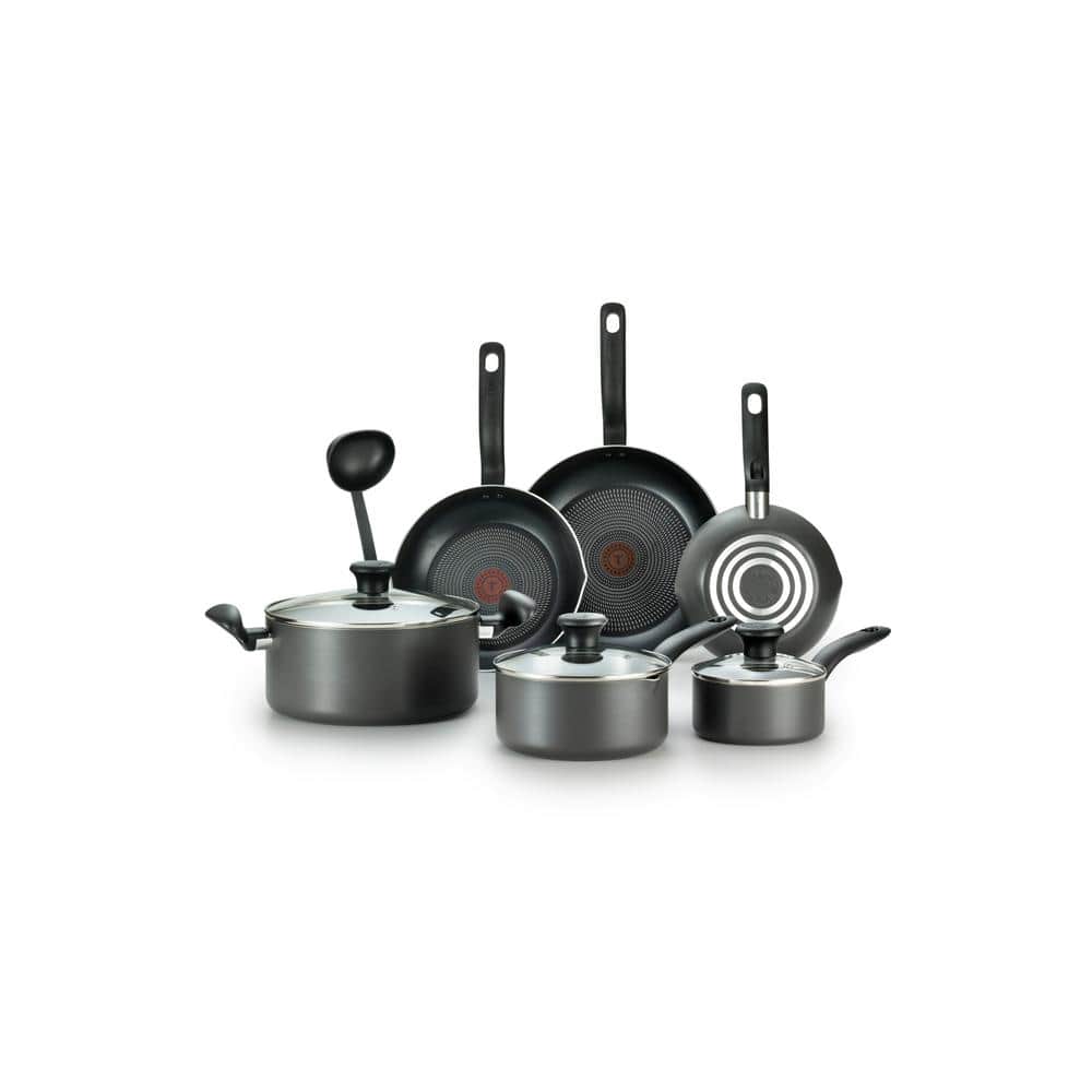 T-fal 10-Piece Nonstick Aluminum Cookware Set in Black