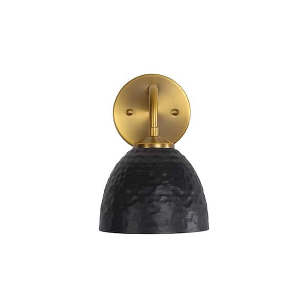 Shepard 1-Light Modern Brass Wall Sconce with Matte Black