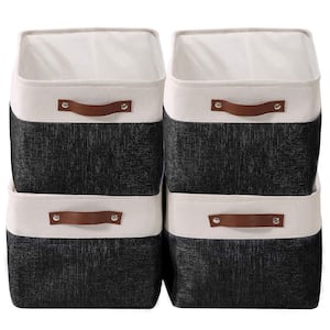 27 qt. Fabric Collapsible Storage Bin with Handles in Black (4-Pack)