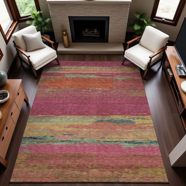Mayfield Premium Machine Washable Abstract AMF1280 Blush 3 ft. x 4 ft. Area Rug