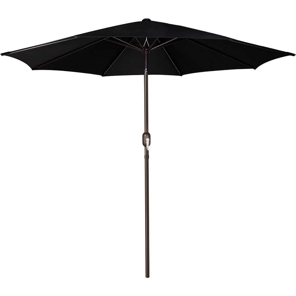 9 ft. Outdoor Patio Umbrella with Push Button Tilt and Crank in Black