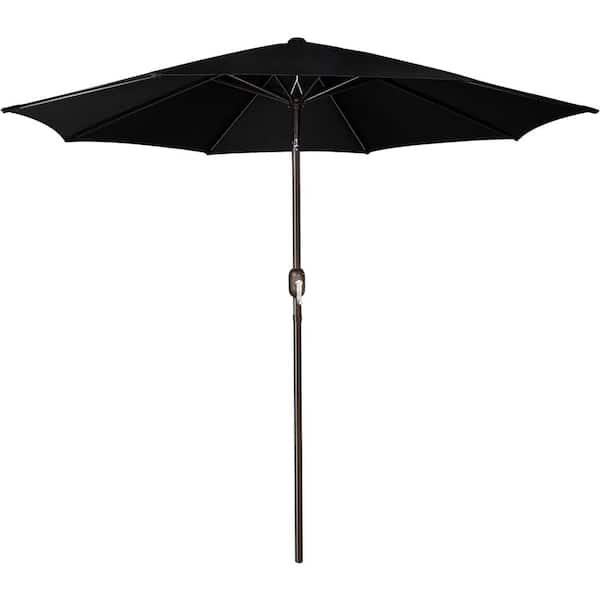 Unbranded 9 ft. Outdoor Patio Umbrella with Push Button Tilt and Crank in Black