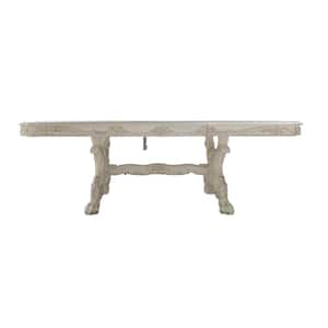 Dresden Bone White Finish Wood 46 in. 4-Legs Dining Table Seats 8