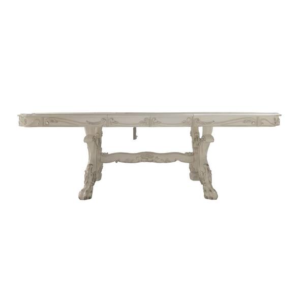 Acme Furniture Dresden Bone White Finish Wood 46 in. 4-Legs Dining Table Seats 8