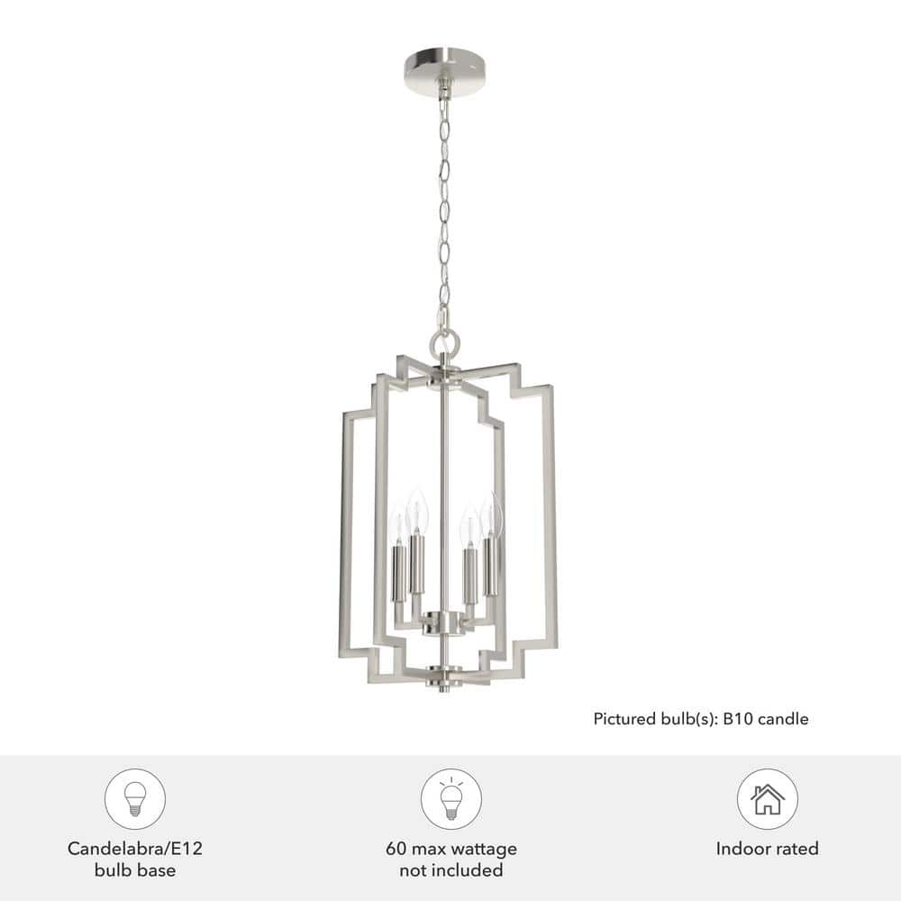 Zoanne Brushed Nickel 4-Light 14" Pendant