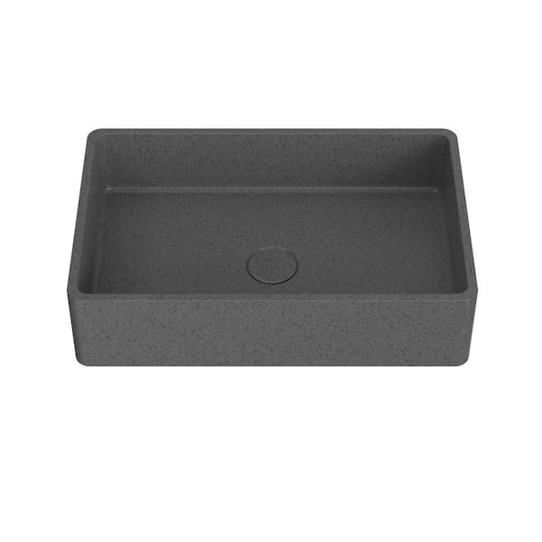 Yunus 19.68 in. Vessel Rectangular Modern Bathroom Sink in Dark Gray Concrete