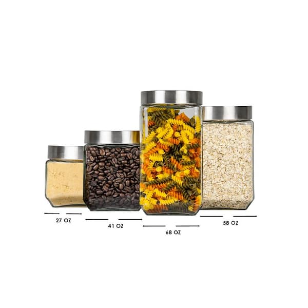 Glass/Wood 2-Piece Kitchen Canister Set