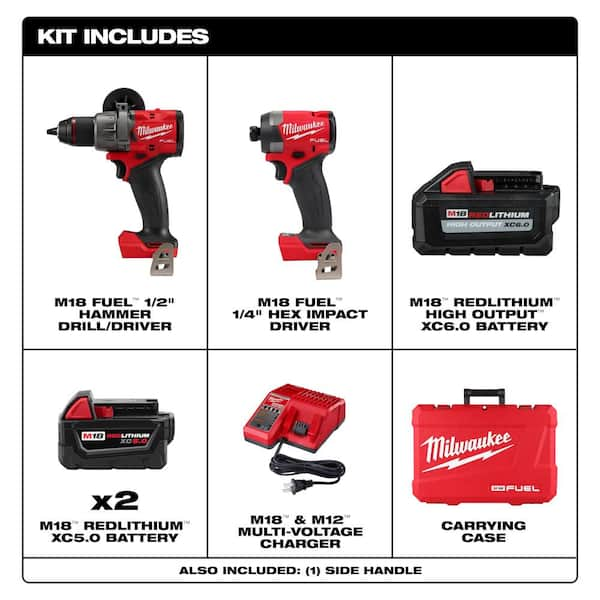 M18 FUEL 18V Lith-Ion Brushless Cordless Hammer Drill and Impact Driver Combo Kit (2-Tool) with 3 Batteries